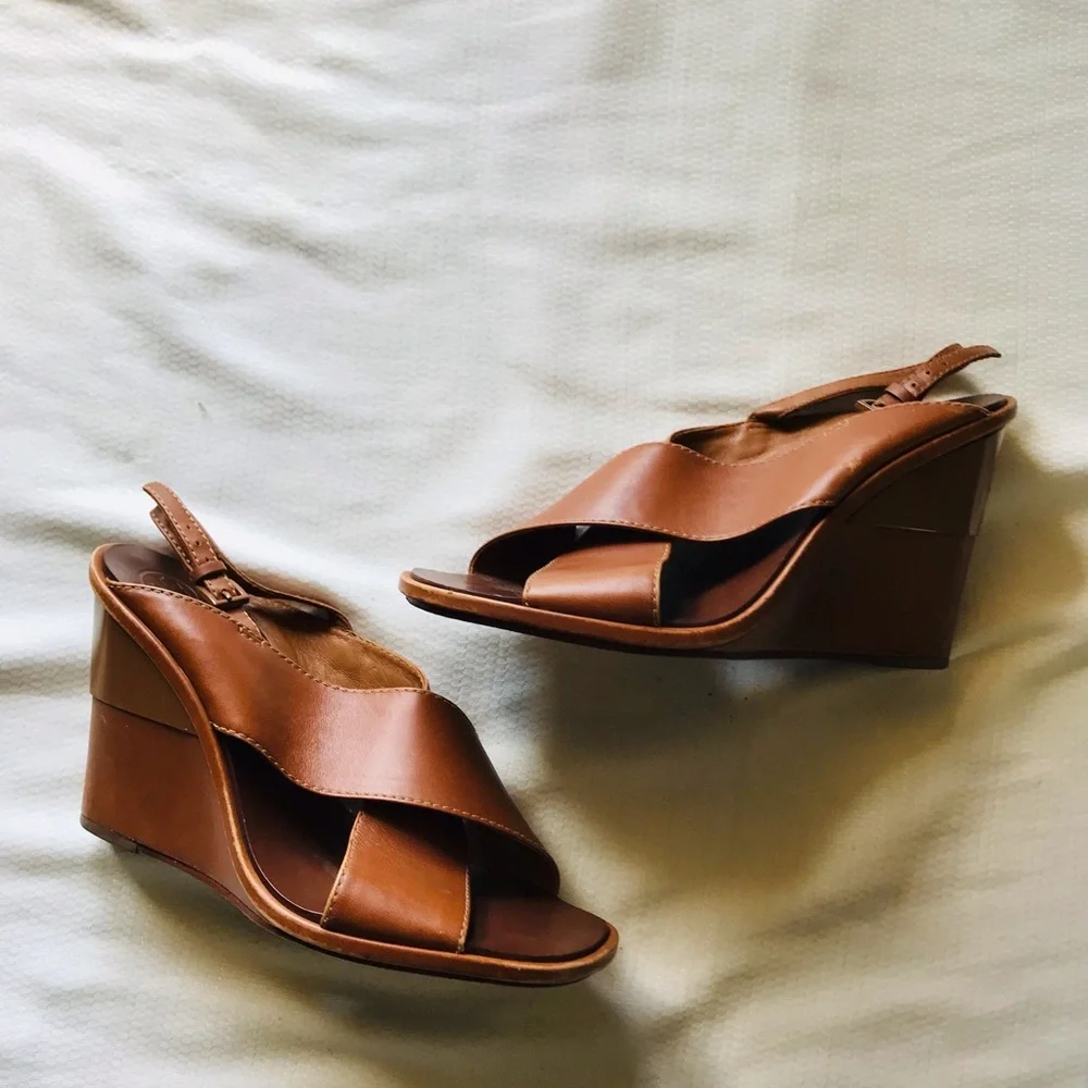 Tory Burch Brown Wedge Sandals